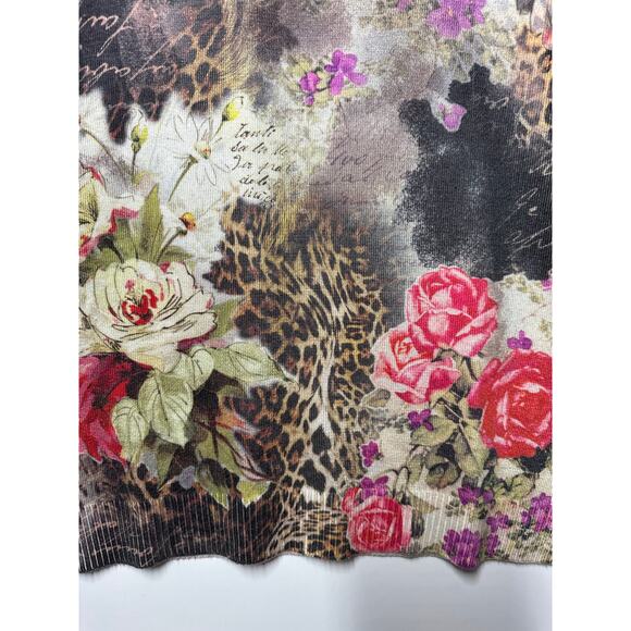 Impulse 3/4 Sleeve Floral Graphic Print Y2K 90s Colorful Cheetah Shirt Top Sz M - Picture 3 of 12